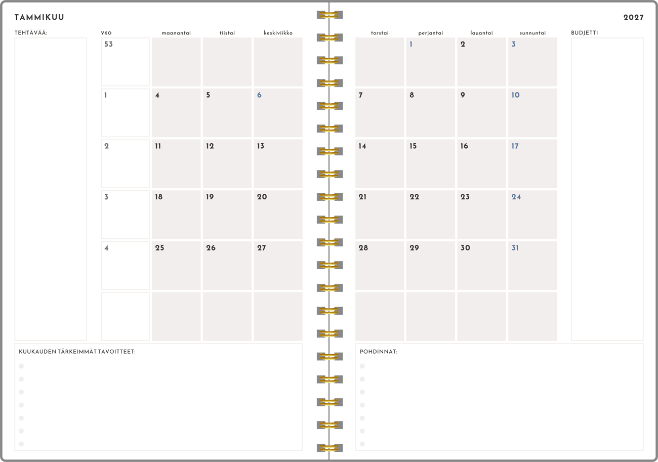 Harmony Planner, 2027